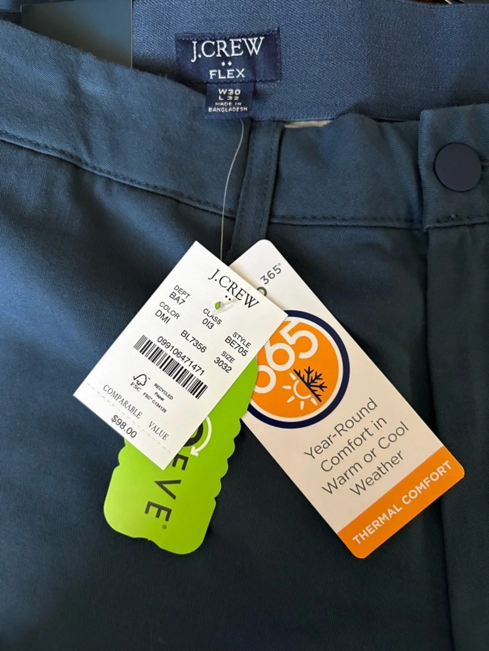 NWT J. Crew Slate Blue Thompson Chino Pants | Flex Fabric | Tapered Leg
